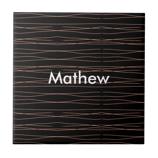 Simple monogram add your name letter man minimal t tile (Front)