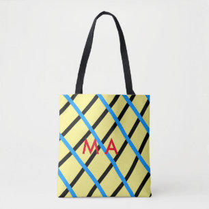 Simple monogram add your name letter man minimal t tote bag