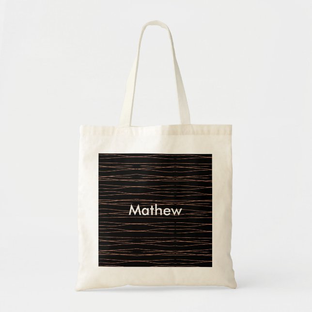 Simple monogram add your name letter man minimal t tote bag (Front)