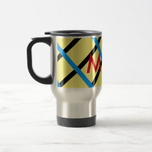 Simple monogram add your name letter man minimal t travel mug