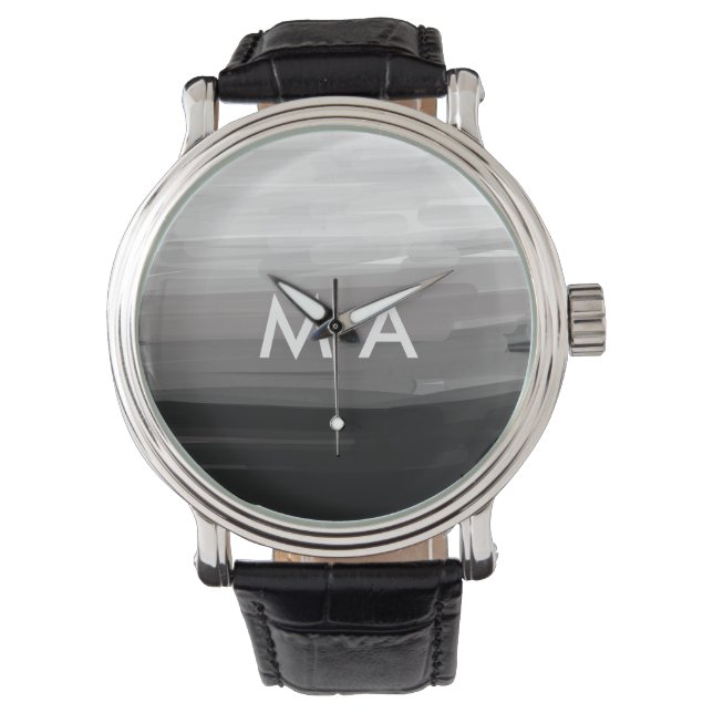 Simple monogram add your name letter man minimal t watch (Front)