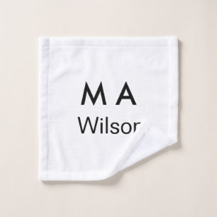 Simple monogram add your name letter man minimal wash cloth