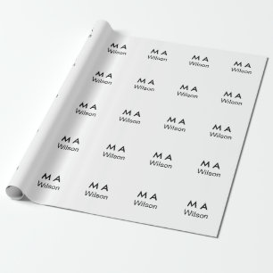 Simple monogram add your name letter man minimal   wrapping paper
