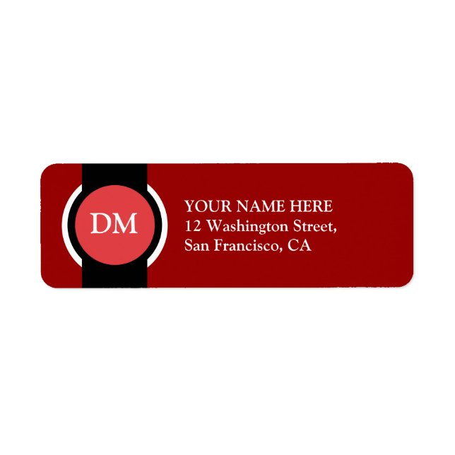 Simple Monogram Address Label (Front)