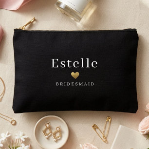 Simple Monogram and Gold Heart  Accessory Pouch