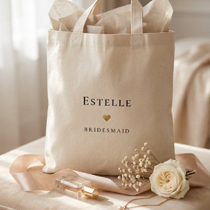 Simple Monogram and Gold Heart Tote Bag