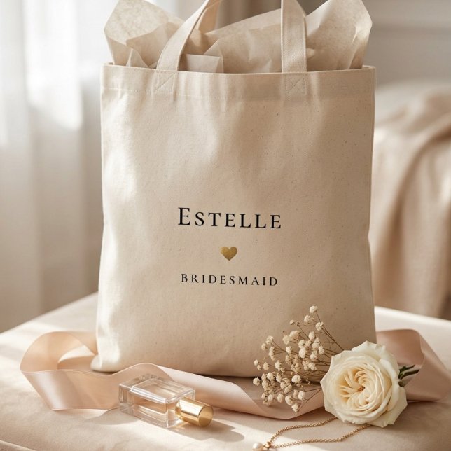 Simple Monogram and Gold Heart  Tote Bag (Creator Uploaded)