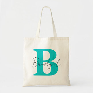 Simple Monogram and Name Modern Calligraphy Tote Bag