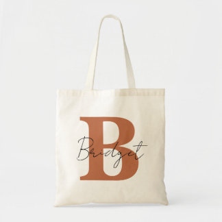 Simple Monogram and Name Modern Calligraphy Tote Bag