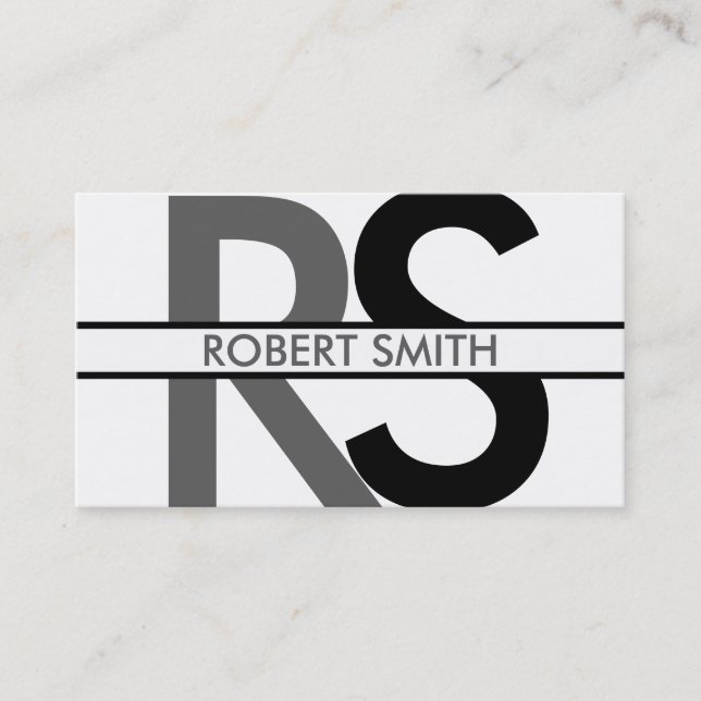 Simple  Monogram and Name Plate Business Card (Front)