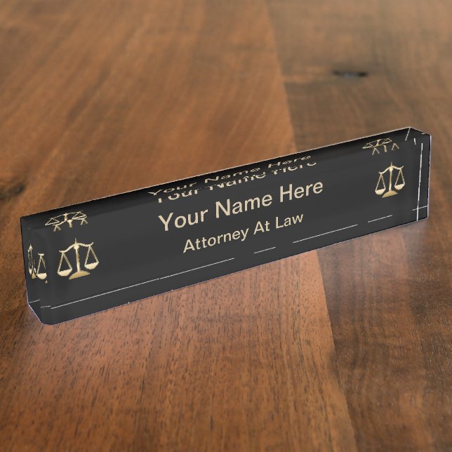 Simple Monogram Attorney Name Plate (Side)