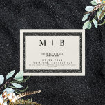 Simple Monogram Beige & Black Save the Date  Magnetic Invitation<br><div class="desc">Simple & Sleek Beige with Black Monogram Save the Date.  Wedding. First and Last Names.  Modern. Magnetic.  Glitter image black border.</div>