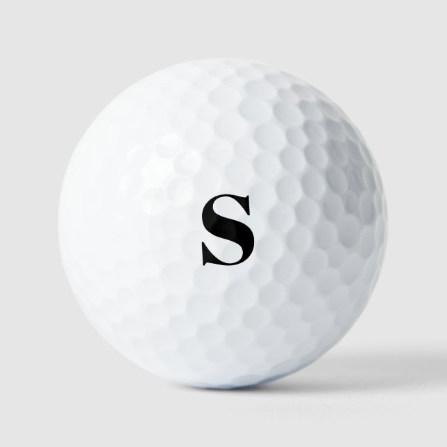 Simple Monogram Black and White Initial Letter Golf Balls (Front)