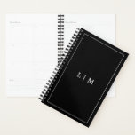 Simple Monogram Black Business Planner<br><div class="desc">Simple black business planner featuring a modern yet elegant design with your two letter monogram surrounded by a border.  The backside has your contact information. This personalised planner in a minimalist style is great for any type of business.</div>
