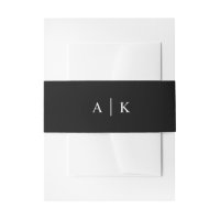 Simple monogram black white invitation belly band