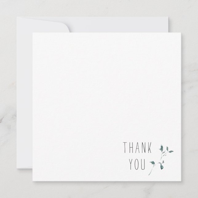 Simple Monogram Blank Thank You Square Card (Front)