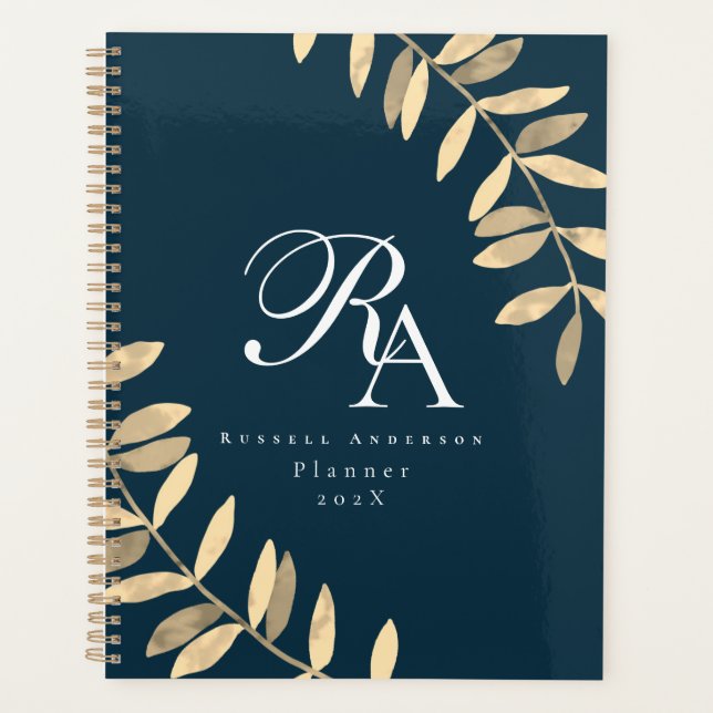 Simple Monogram Blue Planner (Front)