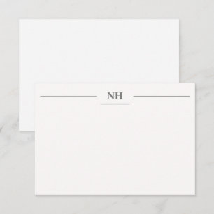 Simple Monogram Border Initials Dark Grey Modern Card