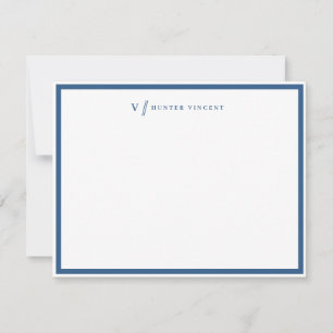 Simple Monogram Border Personalized Stationery Card