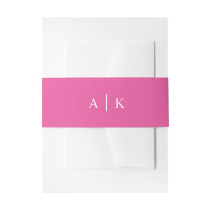 Simple Monogram Bright Hot Pink Invitation Belly Band