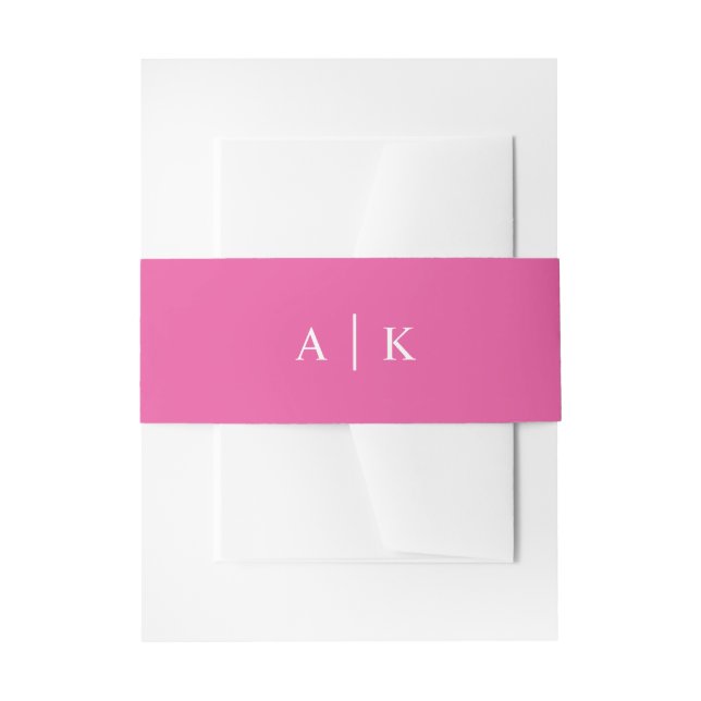 Simple Monogram Bright Hot Pink Invitation Belly Band (Front Example)
