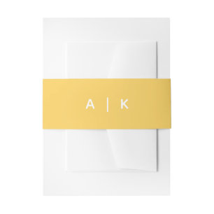 Simple monogram bright yellow invitation invitatio belly band