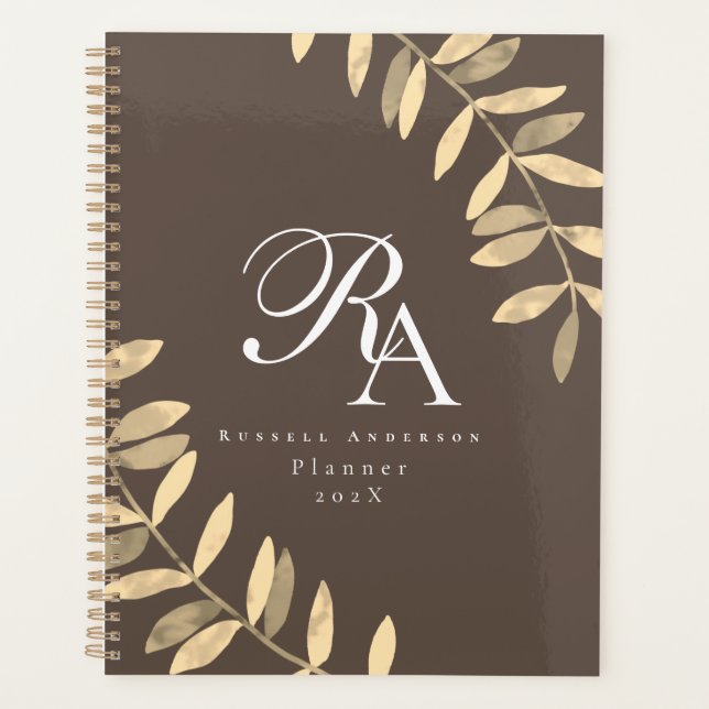 Simple Monogram Brown Planner (Front)