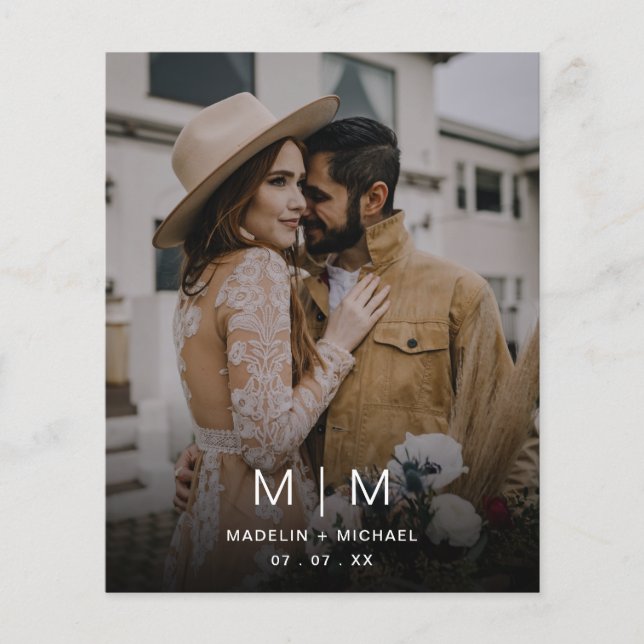 Simple Monogram Budget Wedding Save the Date Photo Flyer (Front)