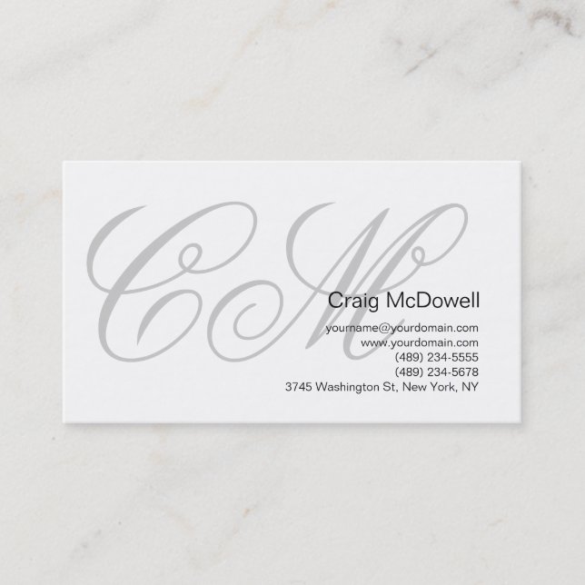 Simple Monogram Business Card For Professionals (Front)