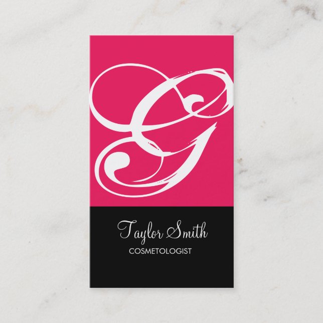 Simple Monogram Business Card (Magenta) (Front)