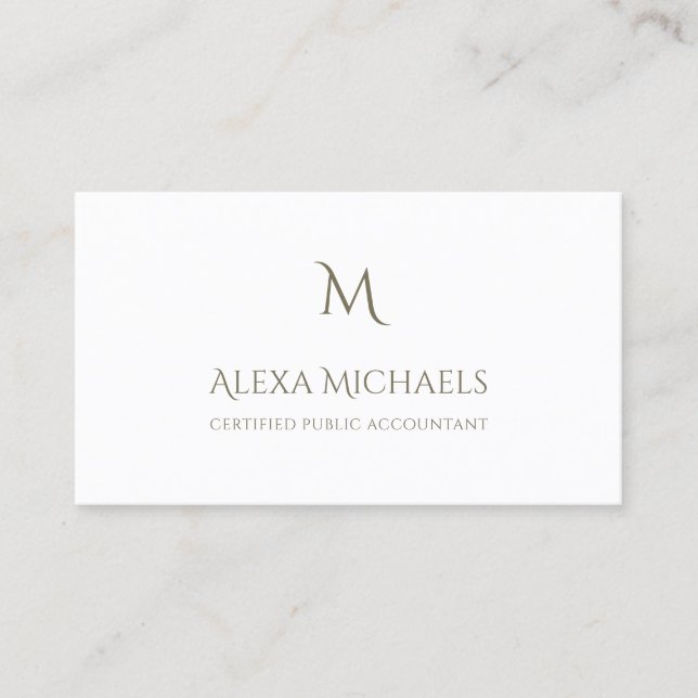 Simple Monogram Certified Public Accountant Business Card (Front)