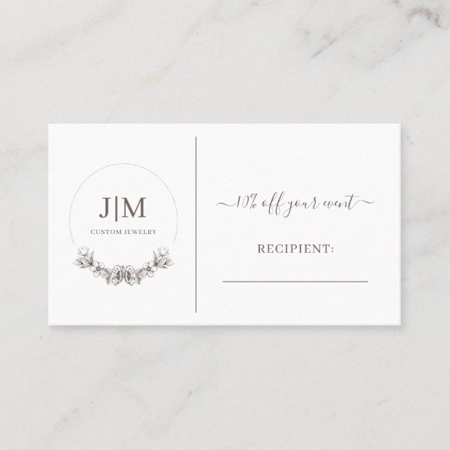 Simple Monogram custom Jewellery Discount (Front)