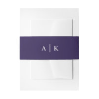 Simple monogram dark purple invite belly band