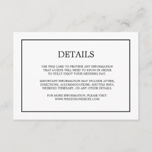 Simple Monogram Details White Wedding Enclosure Card