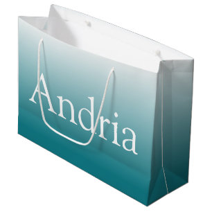 Simple Monogram   Editable Blue Green Ombre Large Gift Bag
