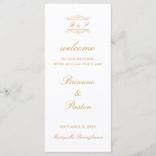 Simple Monogram Elegant Gold Script Wedding Programme