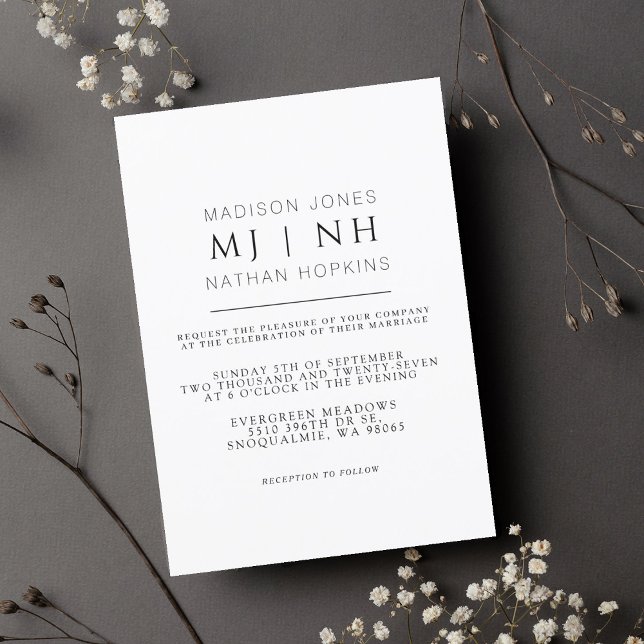 Simple Monogram Elegant Minimalist Wedding Invitation (Creator Uploaded)