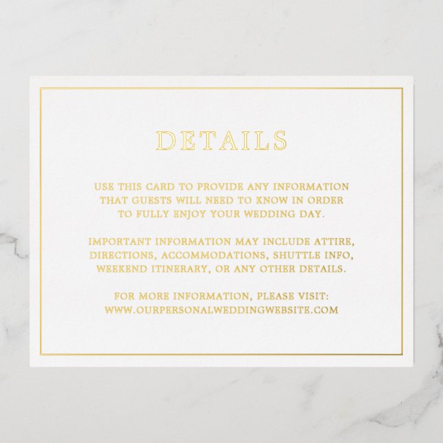 Simple Monogram Elegant Wedding Enclosure Foil Invitation Postcard (Front)