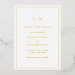 Simple Monogram Elegant Wedding Save the Date<br><div class="desc">Simple save the date featuring a modern yet elegant design with your two letter monogram at the top and your wedding details surrounded by a thin border.  A chic and stylish design that is great for a minimalist couple.</div>