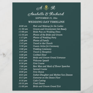 Simple Monogram Elegant Wedding Timeline Flyer