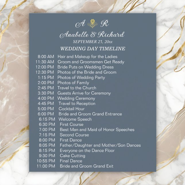 Simple Monogram Elegant Wedding Timeline Flyer (Creator Uploaded)