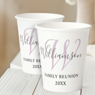 Simple Monogram Family Reunion   Paper Cups