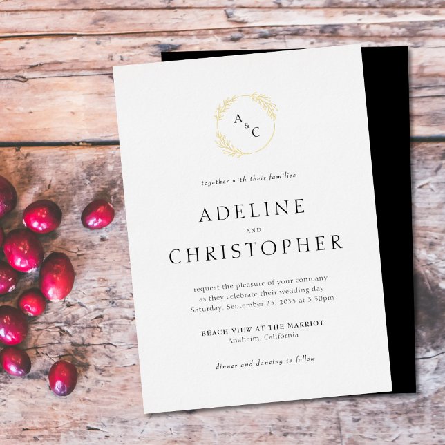 Simple Monogram Foil Leaves Wedding (Creator Uploaded)