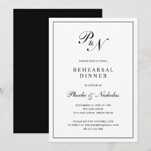 Simple Monogram Formal Elegant Rehearsal Dinner Invitation