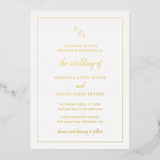 Simple Monogram Formal Elegant Wedding (Front)