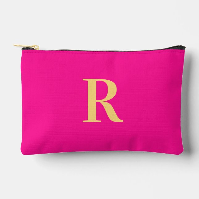 Simple Monogram Hot Pink Accessory Pouch (Front)
