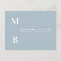 Simple Monogram Icy Blue Wedding Save the Date 
