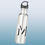 Simple Monogram Initial Drop Shadow Personalised 710 Ml Water Bottle<br><div class="desc">Modern,  simple and minimalist drop shadow monogram initial typography design in monotone black and white,  which can be changed to personalise.</div>