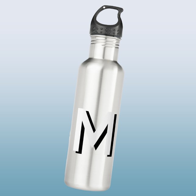 Simple Monogram Initial Drop Shadow Personalised 710 Ml Water Bottle (Modern monogram initial drop shadow personalized water bottle)