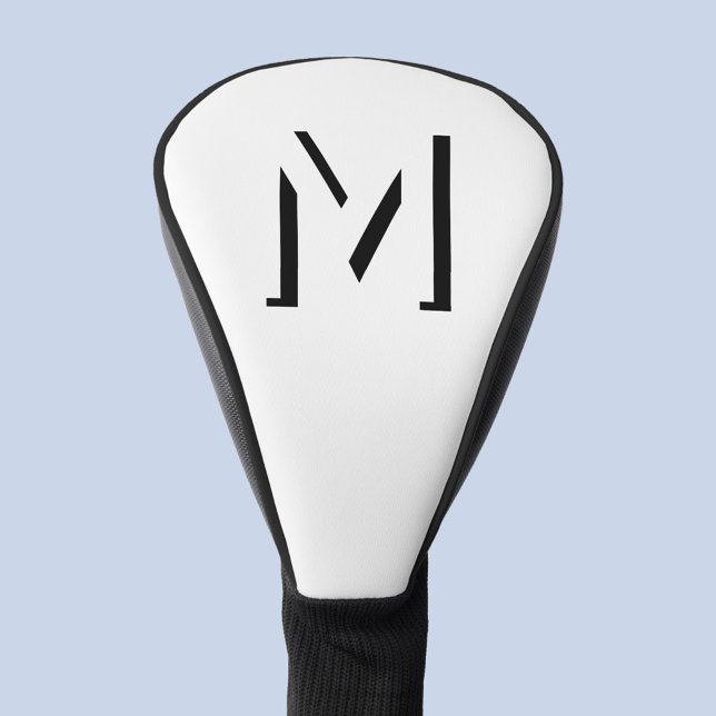 Simple Monogram Initial Drop Shadow Personalised Golf Head Cover (Modern monogram initial drop shadow typography personalized golf head cover)